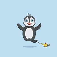 simpatici e divertenti animali con pinguino. personaggio geniale. perfetto per mascotte, logo, icone e design del personaggio. vettore