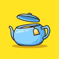 teiera tradizionale unica per fare il tè o il caffè in un'illustrazione colorata di arte di linea dei cartoni animati vettore
