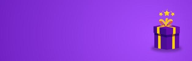 scatole regalo con ombra e spazio per il testo. banner regalo nei colori viola. vettore