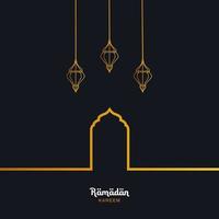 concetto di ramadan kareem con ornamento d'oro e lanterne islamiche. illustrazione vettoriale. posto per il testo. vettore