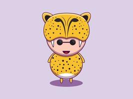 stampa vettoriale simpatico ghepardo animale costume cartone animato icona illustrazione
