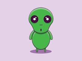 stampa vettoriale simpatico cartone animato alieno verde illustrazione