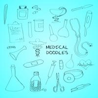 Emblemi di simboli medici doodle insieme vettore