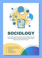 layout del modello di poster di sociologia. opinione pubblica. ricerca sociale. banner, opuscolo, stampa di volantini con icone lineari. layout di pagina brochure vettoriali per riviste, volantini pubblicitari