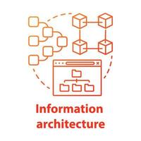 icona del concetto di architettura dell'informazione. illustrazione al tratto sottile idea kit di sviluppo software. gestione delle informazioni dell'utente e della mappa del sito. sviluppatore di programmi. disegno vettoriale isolato contorno