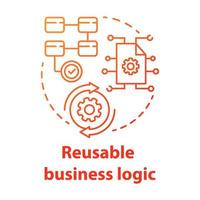 icona del concetto di logica aziendale riutilizzabile. illustrazione al tratto sottile idea kit di sviluppo software. strategia aziendale. Tools sviluppatore di programmi per dispositivi mobili. disegno vettoriale isolato contorno