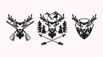 distintivo del logo di caccia al cervo semplice retrò vettore