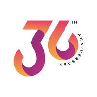 36 anniversario logo design. 36 th anniversario pendenza logo modello, e illustrazione vettore