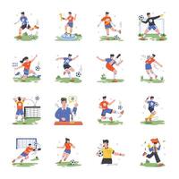 calcio Giocatori piatto illustrazioni vettore