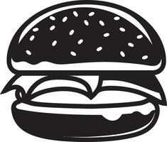 iconico hamburger design nero frizzante tentazione hamburger emblema vettore