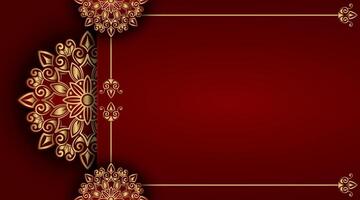 lusso rosso sfondo con d'oro mandala ornamento vettore