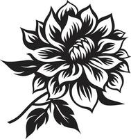 intricato petalo telaio nero simbolico icona botanico silhouette monocromatico logo vettore