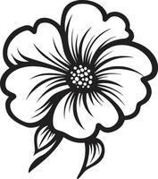 Scribbled mano disegnato fiorire nero emblema icona espressive floreale scarabocchio monocromatico designato simbolo vettore