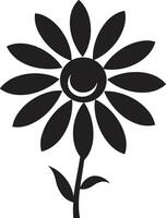 ispessito fiorire schizzo monocromatico emblematico design semplice fiore schizzo nero emblematico icona vettore