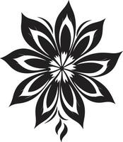 semplice fiore schizzo nero emblematico icona solido fioritura schema monocromatico design vettore