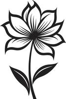 mano reso petalo schizzo monocromatico emblema abbozzato fioritura design nero mano disegnato simbolo vettore