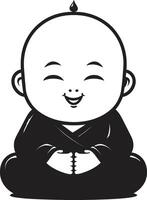 chibi illuminismo zen silhouette minuscolo zen saggio nero emblematico vettore