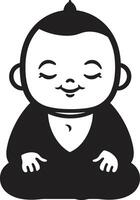 Budda bambino Budda emblema zen asilo nero Budda silhouette vettore