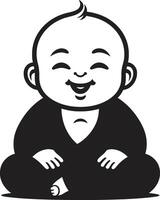 tranquillo, calmo prodigio nero cartone animato Budda loto poco uno Budda ragazzo vettore