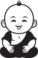 Budda bambino cartone animato zen asilo Budda ragazzo silhouette vettore