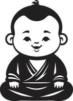 minuscolo la tranquillità cartone animato Budda zen poco uno nero vettore