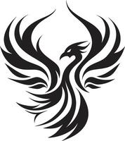 crescente Fenice Ali emblema Fenice accensione nero emblema vettore