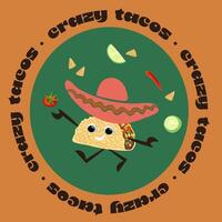 messicano cibo manifesto design con taco carattere. vettore