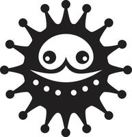 giocoso virus carineria carino nero microscopico fantasia nero vettore