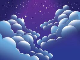 sognante viola e blu nuvole vettore