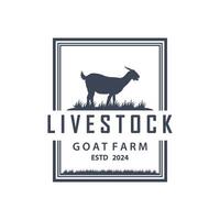 capra logo design capra azienda agricola illustrazione bestiame bestiame silhouette retrò rustico vettore