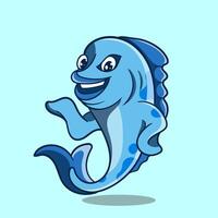 capocuoco pesce portafortuna cartone animato può essere Usato come portafortuna o parte di logo. mare cibo logo design. vettore