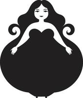 curvesalire elegante donna Potenziamento emblema graffissoformaresiliente dinamico corpo positività icona vettore