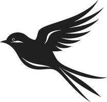 allegro aviaria eleganza carino uccello elegante volo fantasia nero uccello vettore