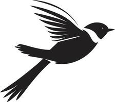 capriccioso piumato fascino nero uccello radiante volo fantasia carino vettore