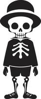 giocoso scheletro fascino carino strambo scheletrico portafortuna nero vettore
