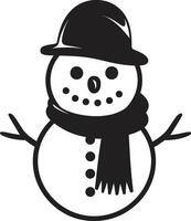 giocoso nevoso amico nero pupazzo di neve affascinante pupazzo di neve diletto carino vettore