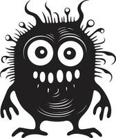 kawaii kaboom mostro nero ridacchiando folletti scarabocchio mostri nel nero vettore