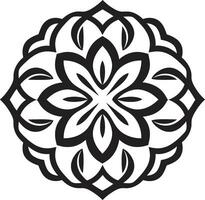 eterno armonia nero con mandala modello zen fiorire elegante mandala nel monocromatico vettore