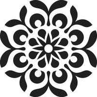 spirituale simmetria elegante con mandala modello mulinello di completezza nero emblema in mostra mandala nel vettore