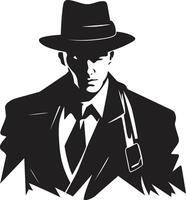 noir nobiltà emblema di mafia eleganza sartoriale sindacato completo da uomo e cappello nel vettore