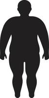 scolpito forza nero circuito integrato emblema per obesità consapevolezza nel 90 parole tagliare trionfo per umano obesità benessere nel nero vettore