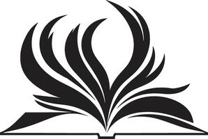 noir conoscenza elegante nero emblema con Aperto libro letterario svelare grafico elegante per moderno il branding vettore