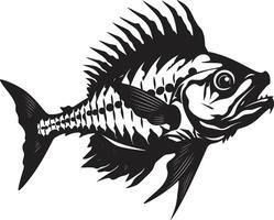 abissale aura marchio nero per predatore pesce scheletro emblema terribile dorsale elegante per predatore pesce scheletro vettore