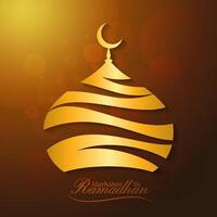 islamico nuovo anno carta con bellissimo d'oro cupola di il moschea contro Marrone sfondo per islamico Festival concetto vettore