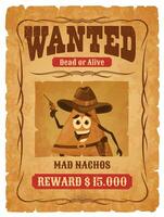 occidentale ricercato striscione, ricompensa per cartone animato nachos vettore