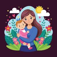 La madre di giorno mamma gli amori bambino decorativo illustrazione design vettore