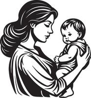 madre con bambino. maternità. mascotte. illustrazione vettore