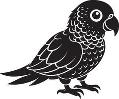 nero pappagallo su bianca sfondo, illustrazione, vettore