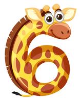 Giraffa sul numero sei vettore