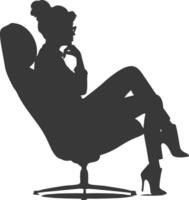silhouette donna seduta nel il sedia nero colore solo vettore